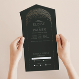 "Fringe" - Savvy Wedding Invitations in Midnight by Leah Bisch - Foil Interior