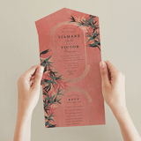 "Birds of Paradise" - Savvy Wedding Invitations in Coral by Julie Hebert - Foil Interior