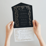 "Beautiful Chuppah" - Savvy Wedding Invitations in Midnight by Ana de Sousa - Foil Interior