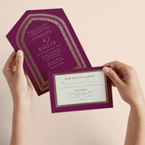 "Amber Palace" - Savvy Wedding Invitations in Garnet by Chris Griffith - Animated View
