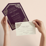 "Arunima" - Savvy Wedding Invitations in Plum by Randi Cirelli - Animated View