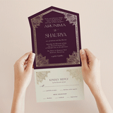 "Arunima" - Savvy Wedding Invitations in Plum by Randi Cirelli - Foil Interior