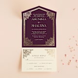 "Arunima" - Savvy Wedding Invitations in Plum by Randi Cirelli - Open