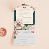 "Auspicious Peonies" - Savvy Wedding Invitations in Evergreen by fatfatin - Open