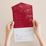 "Double Peony" - Savvy Wedding Invitations in Ruby by Janean Hinger - Foil Interior