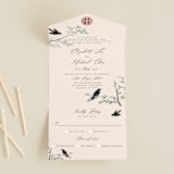 "LOVEBIRDS" - Savvy Wedding Invitations in Cream by Elly - Open