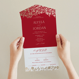 "Garden Vines" - Savvy Wedding Invitations in Ruby by Yaling Hou Suzuki - Foil Interior