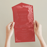 "Fiery" - Savvy Wedding Invitations in Ruby by Ghia Designs - Foil Interior