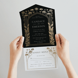 "Nouveau flowers" - Savvy Wedding Invitations in Onyx by Ana de Sousa - Foil Interior