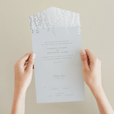 "Cascade" - Savvy Wedding Invitations in Mist by Lori Wemple - Foil Interior