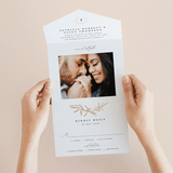 "laurel monogram" - Savvy Wedding Invitations in Cotton by Stacey Meacham - Foil Interior