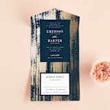 "Gold Leaf" - Savvy Wedding Invitations in Indigo by Kelly Schmidt - Open