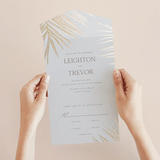 "Gilded Palm" - Savvy Wedding Invitations in Sand by Melinda Denison - Foil Interior