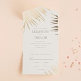 "Gilded Palm" - Savvy Wedding Invitations in Sand by Melinda Denison - Open