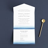 "Watercolour Stripe" - Savvy Wedding Invitations in Azure by Bethan - Front Open