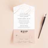 "Twirl Monogram A" - Savvy Wedding Invitations in Blush by Ariel Rutland - Front Open