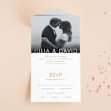 "Minimalist Display" - Savvy Wedding Invitations in Tangerine by Nam Bourassa - Front Open