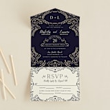 "Wedding Enchantment" - Savvy Wedding Invitations in Midnight by Chris Griffith - Front Open