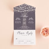 "Garden Lights" - Savvy Wedding Invitations in Plum by Hooray Creative - Front Open