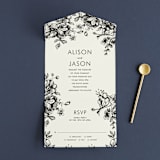 "Elegance Illustrated" - Savvy Wedding Invitations in Beige by Phrosné Barwood - Front Open
