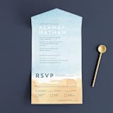 "Painted Sea" - Savvy Wedding Invitations in Sea by Laura Condouris - Front Open