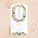 "Watercolor Wreath" - Savvy Wedding Invitations in Grapefruit by Yao Cheng Design - Front Open