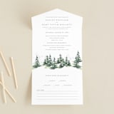 "On the Slopes" - Savvy Wedding Invitations in Fog by Mere Paper - Front Open