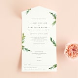 "Simple Pine Branches" - Savvy Wedding Invitations in Vanilla by Mere Paper - Front Open