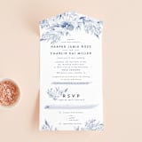 "Poetic Watercolor Flowers" - Savvy Wedding Invitations in Periwinkle by Qing Ji - Front Open