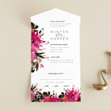 "Peeking Florals" - Savvy Wedding Invitations in Fuchsia by Lori Wemple - Front Open