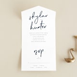 "Funky Names" - Savvy Wedding Invitations in Navy by Phrosné Barwood - Front Open