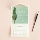 "Postcard from the Desert" - Savvy Wedding Invitations in Sunset by Pink House Press - Front Open
