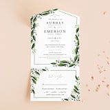 "Paradise" - Savvy Wedding Invitations in Forest by Oma N. Ramkhelawan - Front Open
