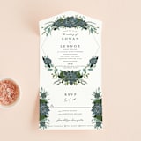 "Echeveria" - Savvy Wedding Invitations in Prussian Blue by Susan Moyal - Front Open