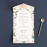 "Garden Wedding" - Savvy Wedding Invitations in Blush by Susan Moyal - Front Open