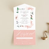 "Soft Florals" - Savvy Wedding Invitations in Coral Wash by Leah Bisch - Front Open