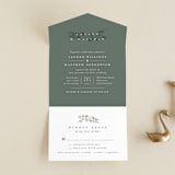 "Falling Branch" - Savvy Wedding Invitations in Eucalyptus by Amy Kross - Front Open