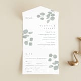"Silver Dollar Eucalyptus" - Savvy Wedding Invitations in Silver Dollar by Shannon Chen of Four Wet Feet Studio - Front Open