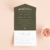 "into the mountains" - Savvy Wedding Invitations in Olive by Helen Halik - Front Open