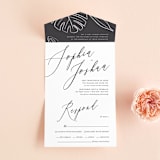 "Crescendo" - Savvy Wedding Invitations in Snow by Griffinbell Paper Co. - Front Open