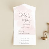 "Softly Layered" - Savvy Wedding Invitations in Blush by Everett Paper Goods - Front Open