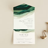 "Flow" - Savvy Wedding Invitations in Emerald by Three Kisses Studio - Front Open