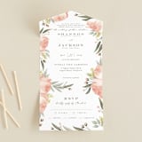 "Peony Wreath" - Savvy Wedding Invitations in Peach by Joanna Griffin - Front Open