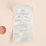 "Elegant Crest" - Savvy Wedding Invitations in Stone by Ariel Rutland - Front Open