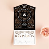 "Grand Natura" - Savvy Wedding Invitations in Noir by GeekInk Design - Front Open