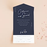 "Proposal" - Savvy Wedding Invitations in Marine by Sandra Picco Design - Front Open