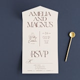 "Side Column" - Savvy Wedding Invitations in Leather by Alethea and Ruth - Front Open