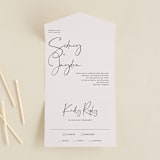 "stylist script" - Savvy Wedding Invitations in Ivory by Cass Loh - Front Open