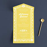 "Pretty Picado" - Savvy Wedding Invitations in Sunshine by Jessie Steury - Front Open