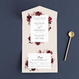 "Emyn" - Savvy Wedding Invitations in Burgundy by Itsy Belle Studio - Front Open